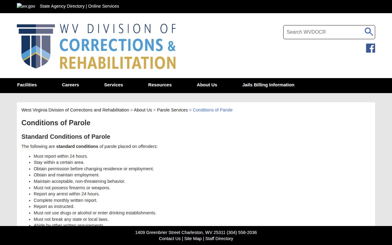WVDCR Boone County parole supervision conditions